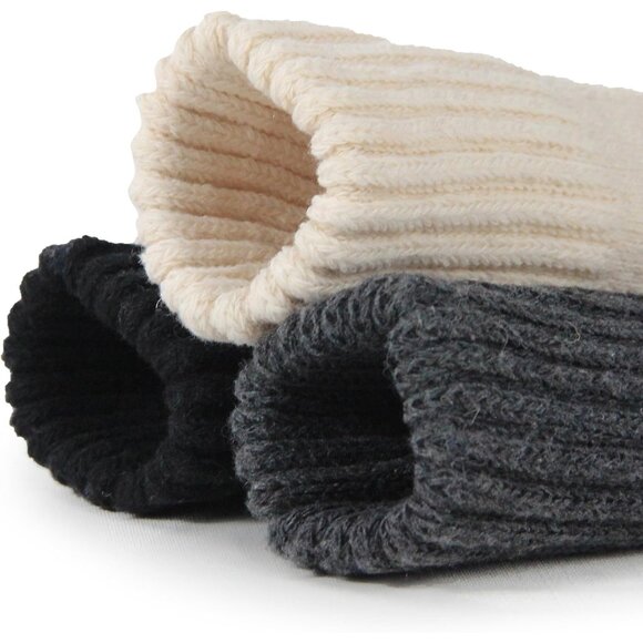 BenSorts Women 3 Packs Black Gray Beige Winter Thick Warm Polyester Boots Socks - Picture 3 of 6